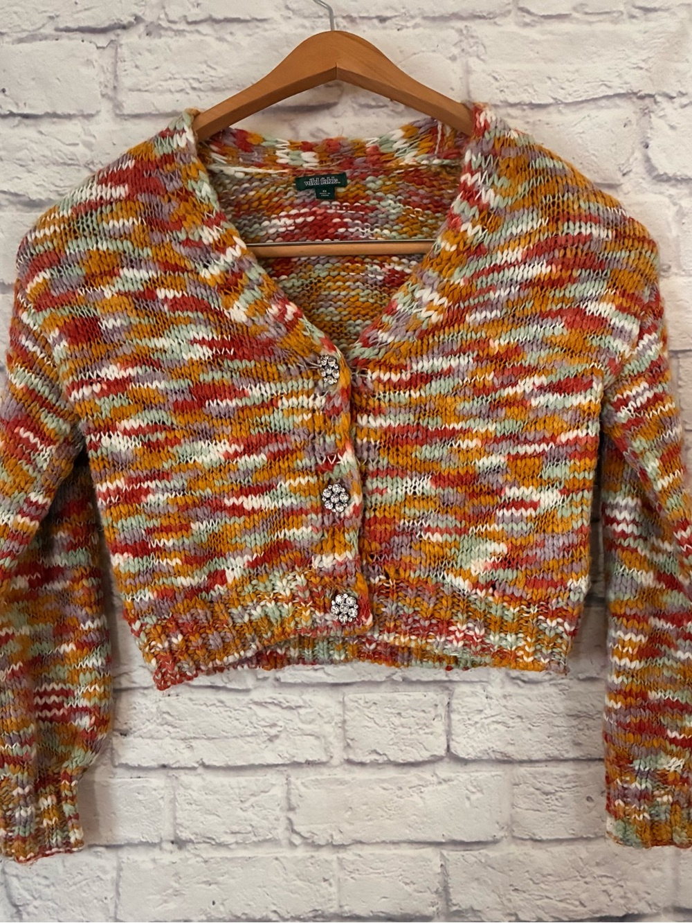 Wild Fable Multicolor Cropped Knit Yarn Cardigan Sweater - XS